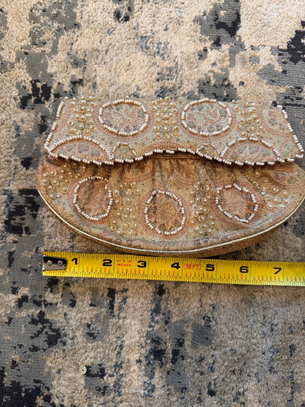 Vintage Embellished Gold Beaded Evening Clutch - Women Bags
